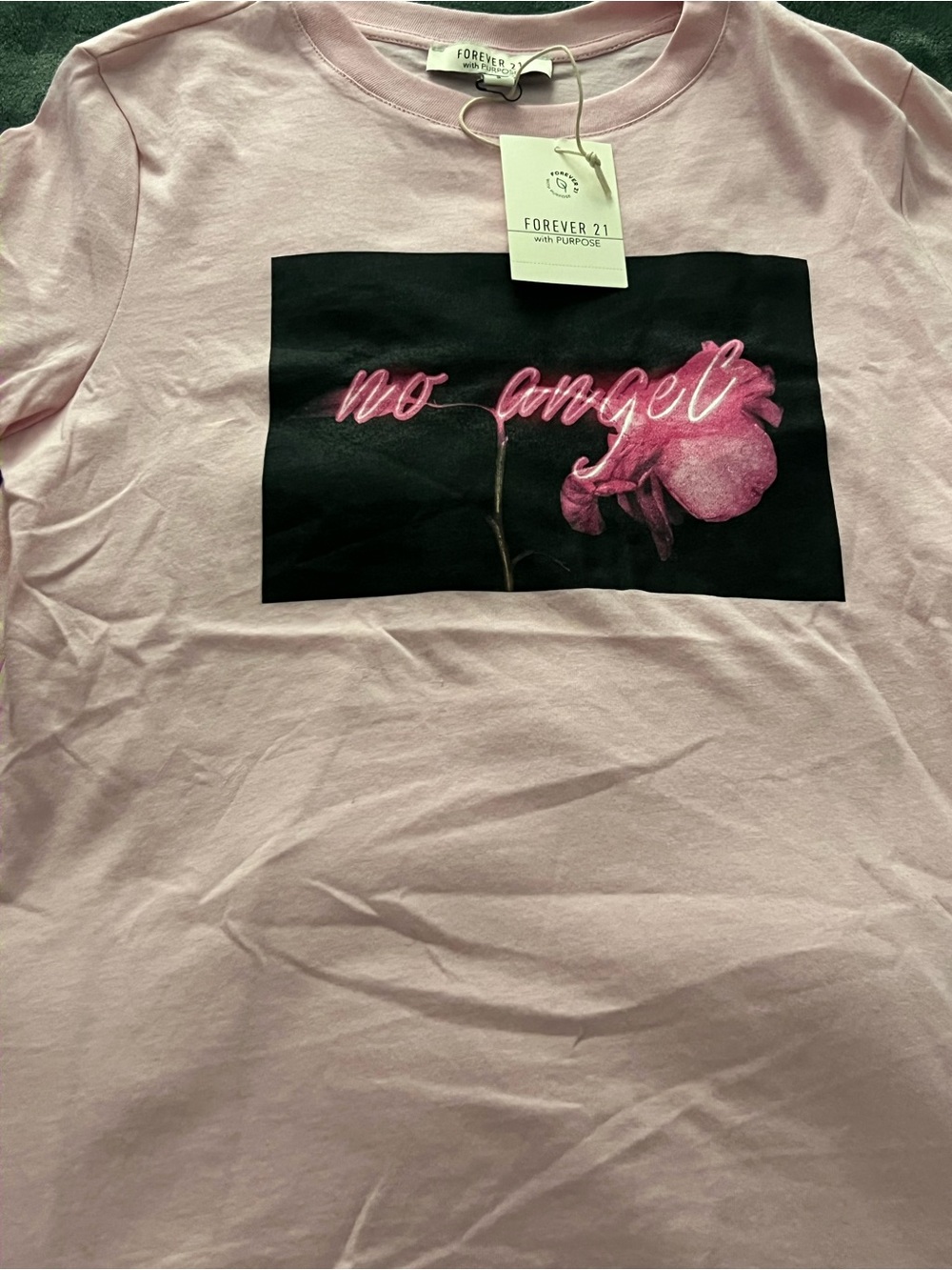 Forever 21 Light Pink 'No Angel' Graphic Tee